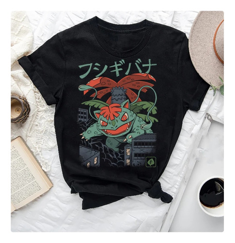 Polera Unisex Pokem Bulbasaur Monstruo Algodon Estampado