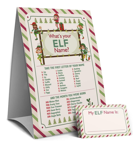 Letrero De Juegos Navideños: Juego Whats Your Elf Name, Jueg