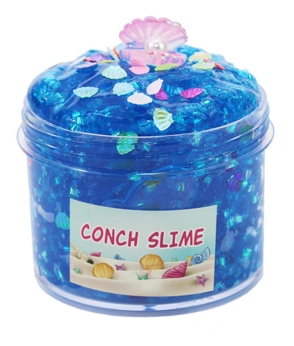 Kit De Slime Crujiente De Concha Azul Ocano Transparente Con