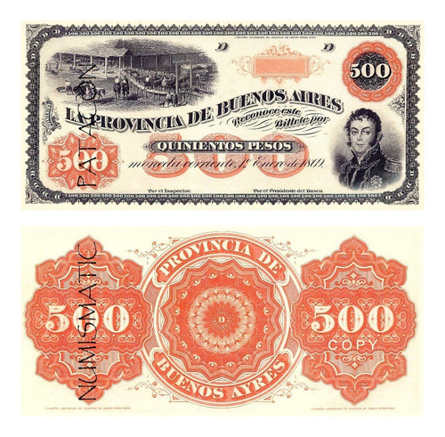 Billete 500 Peso Moneda Corriente Bs As 1869 - Copia 497