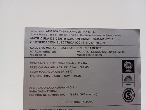 Tapa Frontal Caldera Ariston Genus One System 35