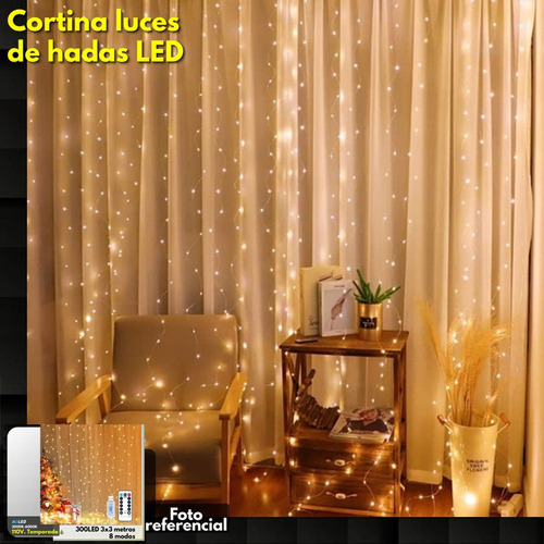 Cortina Luces De Hadas Led 3000k 300led 3x3mt Especial