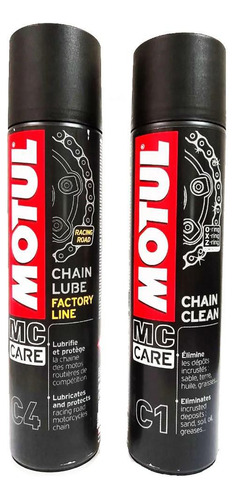 Lubrificante Motul C4 + C1 Chain Clean Correntes Motos 400ml