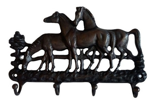 Porta Chaves Cavalos Majestoso 4 Pinos Em Bronze Oxidado