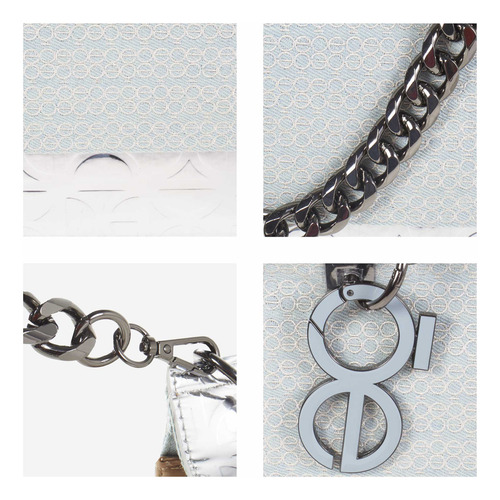 Bolsa Satchel Cloe Para Mujer Denim Detalle Cadena Color Plateado