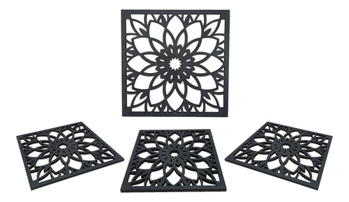 Cuadro Moderno Decorativo Mandala 38cm Color Negro En Mdf 