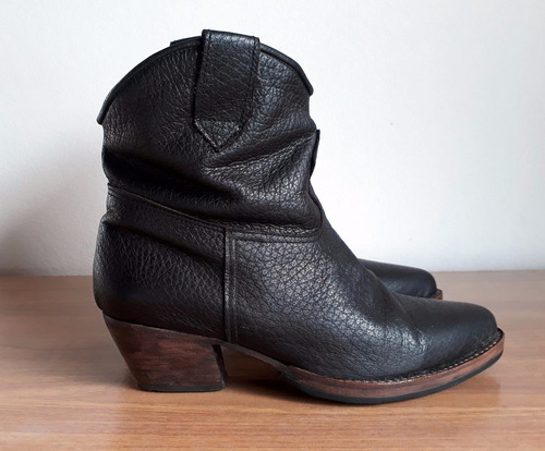 Botas Dama De Cuero Tipo Texana Con Taco De Madera