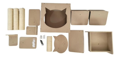 Gimnasio Rascador Para Gato De Pared 2 Interactivo Completo