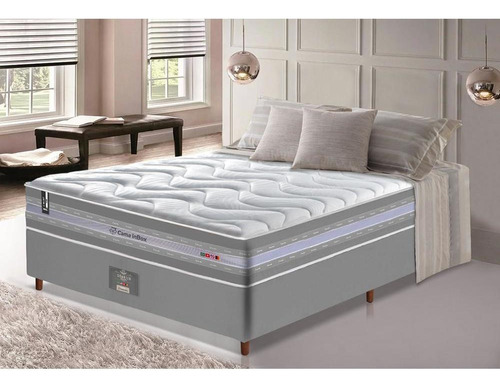 Cama inBox Flat D33 Select Firme Cinza Casal 188 cm 138 cm Não