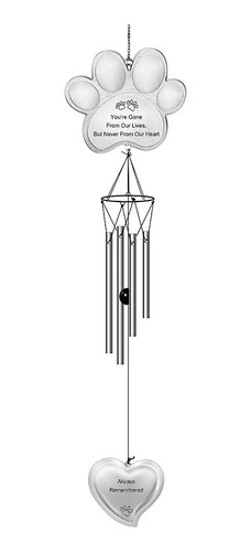 ~? Diseño Creativo Pet Memorial Wind Chime, 32''h Paw Prints