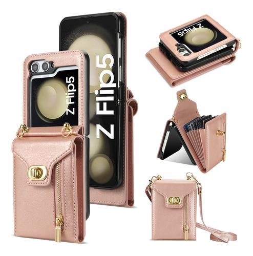 Funda Protectora Zip Wallet Crossbody Para Samsung Flip Z5