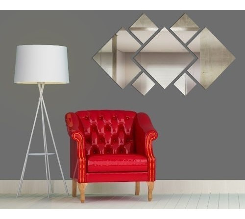 Imagem 2 de 3 de Espelho Acrilico Decorativo Quadrado 7 Peças 110x55 Cm