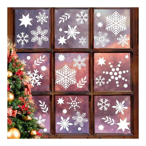 Decoración Navideña Copos De Nieve Reusable Navidad Santa