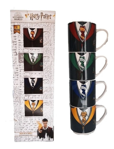 4 Tazas Harry Potter Gryffindor, Slytherin Revenclaw Hufflep