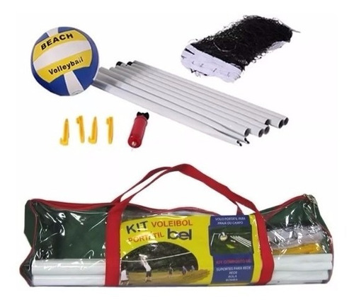 Kit Jogo Vôlei Belfix Rede+bola+mastros+bomba+sacola+ganchos