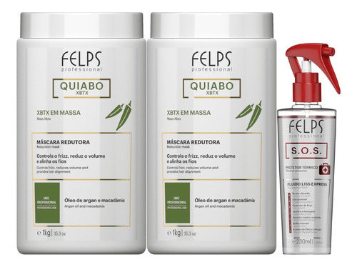 Felps 2 Xbtx Okra Em Massa 1kg + Sos Liss Termo Protetor