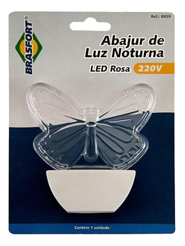 Luz Noturna Brasfort Borboleta Led Rosa 127v. - 8855