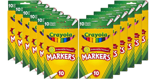 Marcadores Crayola Fine Line A Granel, 12 Paquetes De 10