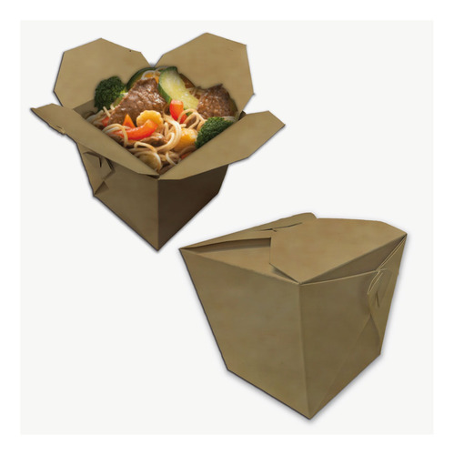 Cajas Para Wok Y Comida Marrón Pack X 50 U Laminado Interior