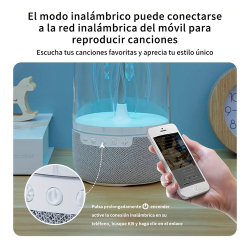 Pulpo Altavoz Bluetooth y Luz Nocturna Sonido Envolvente 3d Color Blanco