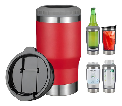 Copo Térmico Long Neck 300ml Porta Lata C/ 2 Tampas