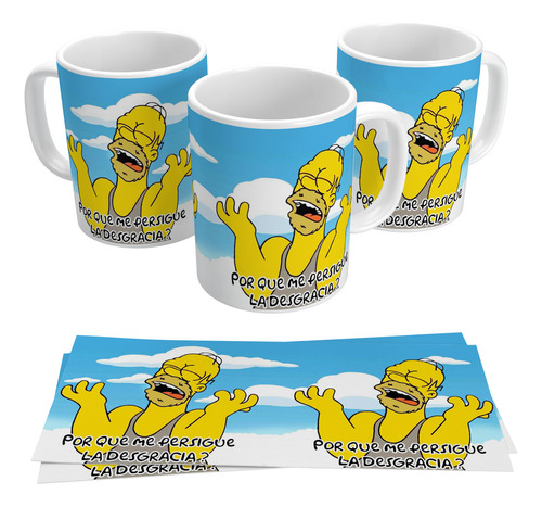 Taza Homero Simpsons Por Que Me Persigue La Desgracia 4k Art Blanco