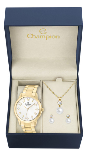 Relógio Champion Cn26000w Feminino Dourado Aço Inoxidável