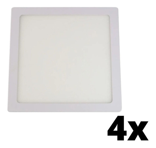 Kit 4 Und Painel De Led Embutir 18w Quadrado 3000k