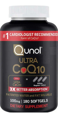 Qunol Ultra Coq10 Coenzima Q10 100mg 180 Softgels Max Absor