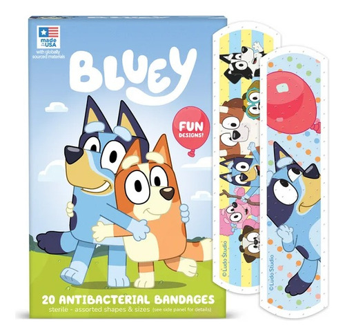 Pacote com 20 Curativos Bluey para Crianças com Desenho