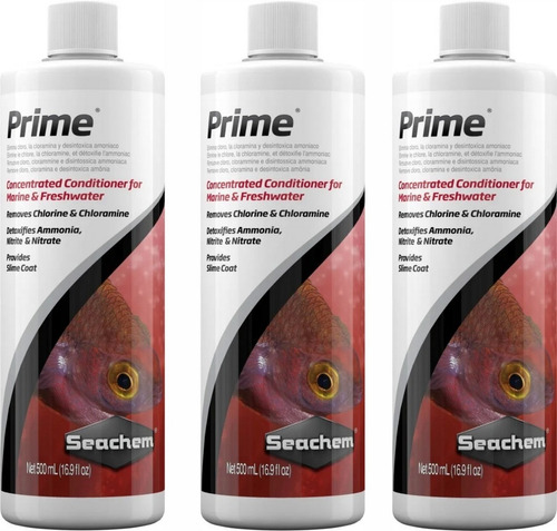 Seachem Prime 500ml Kit Com 3 Unidades