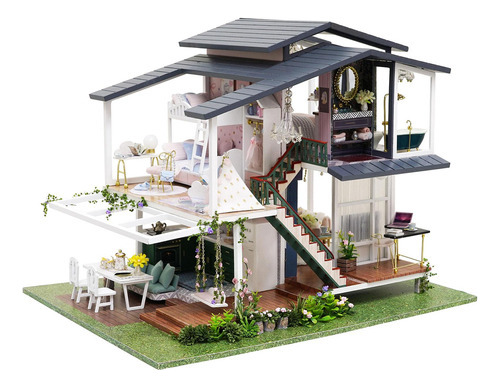 Kits De Muebles Creative Doll House, Garden Villa Miniatur [