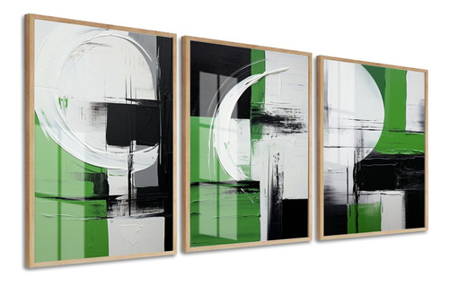 Quadros Decorativos Abstrato Moderno Verde Preto Com Vidro