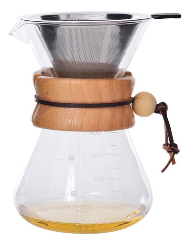 Jarra De Cafe Com Filtro Inox 400ml Vidro