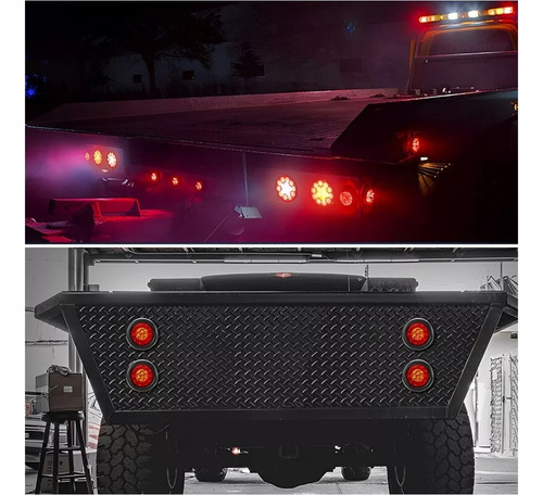 Kit 10 Plafones Redondo P/camión 24 Leds Bi Color R/ambar