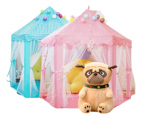 Carpa Castillo Rosa Infantil Niña /perro Peluche Pug