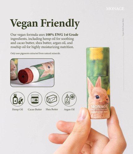Monage Korea - Blsamo Labial Orgnico Vegano Y Teido En Barra
