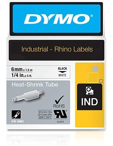 Cinta Dymo Industrial Termocontraíble 6mm 1/4 In.