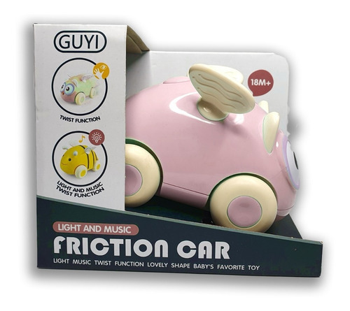 Auto A Friccion Bebe Animalitos C/ Luz Y Sonido Color Blanco