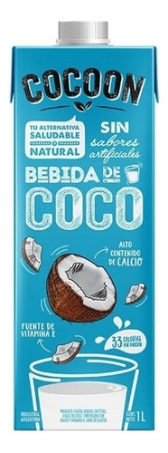 Leche De Coco Cocoon Bebida Vegana Sin Tacc Y Azucar 1lt X12