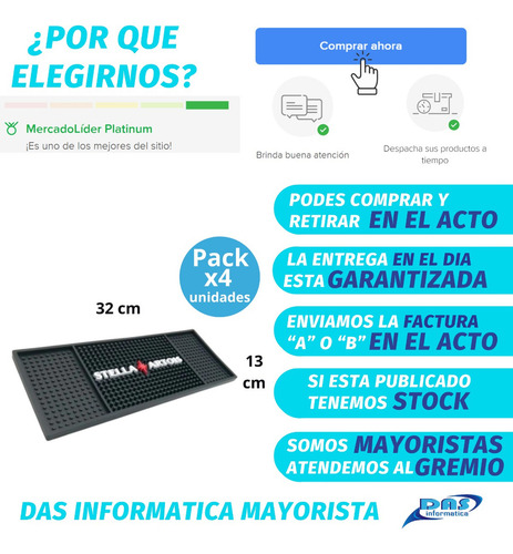 Barmat Beermat Stella Artois Esterillas Para Barra Pack X4
