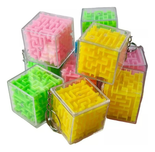 Llavero Didáctico Cubo Laberinto 3d X4 Unidades Colores 