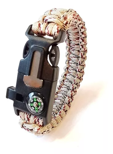 North Star Survival Bracelet verde oliva - Pulsera paracord con silbato –  Camping Sport