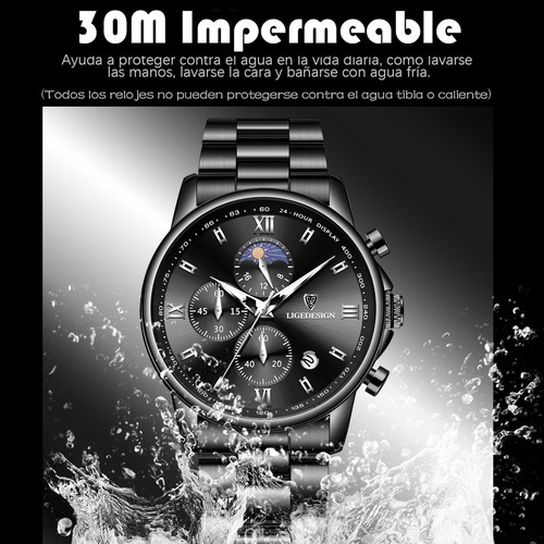 Relojes Para Hombre Lige Casual Acero Reloj Impermeable