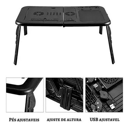 Mini Mesa Articulada Dobravel P/ Notebook Com Cooler Tomate