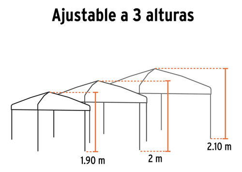 Carpa Toldo Plegable Lona Impermeable Ajustable 3alturas 3x3