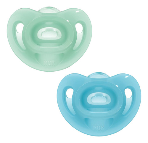 Kit 2 Chupetas Sensitive Soft 100% Silicone Azul/verde - Nuk