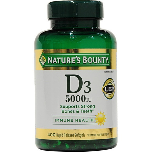Vitamina D3 5000iu 400 Cápsulas Softgels Nature's Bounty