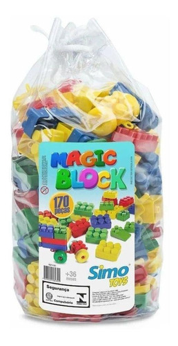 Blocos De Montar Magic Block 170 Blocos Coloridos- Simo Toys
