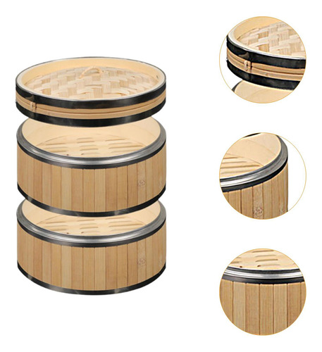 Cesta De De Bambú Vaporizadora Con Cocinero De Doble Capa